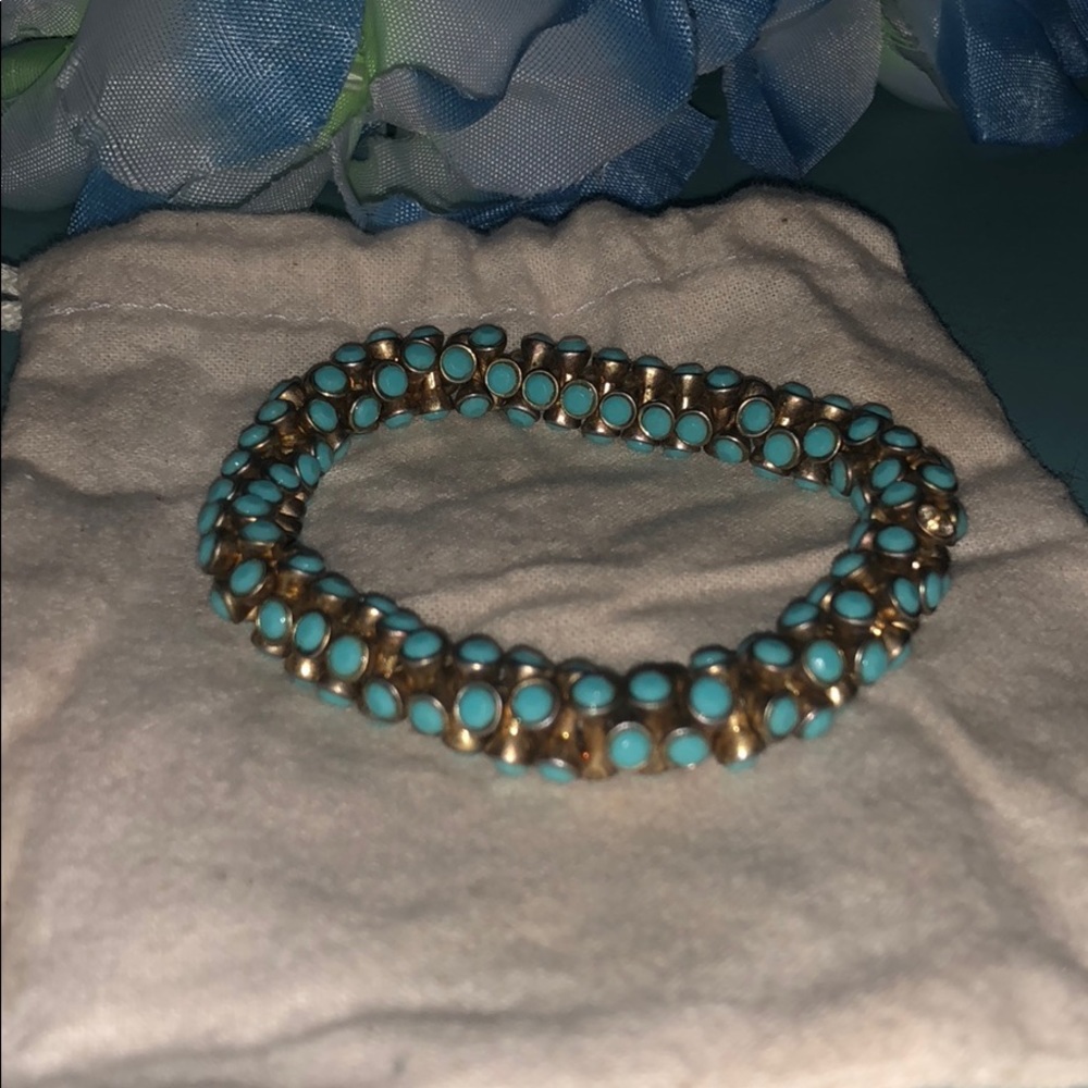Stella & Dot Gold/Aqua Bangle w/elastic stretch